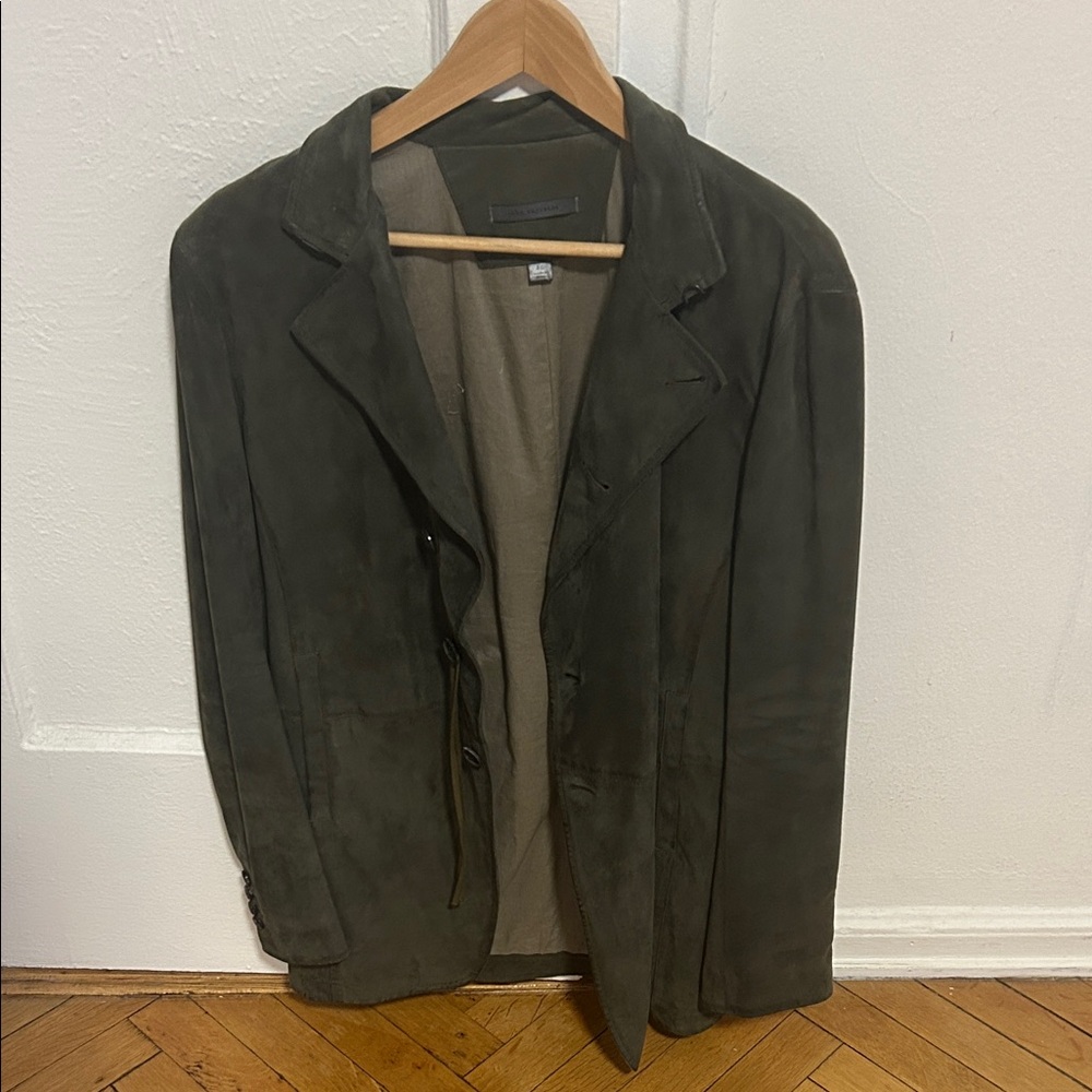 John Varvatos Dark Olive Suede Jacket